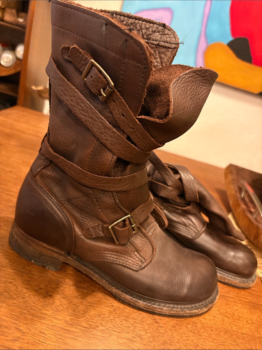 Vintage brand USA made Brown Leather Buckle Boots